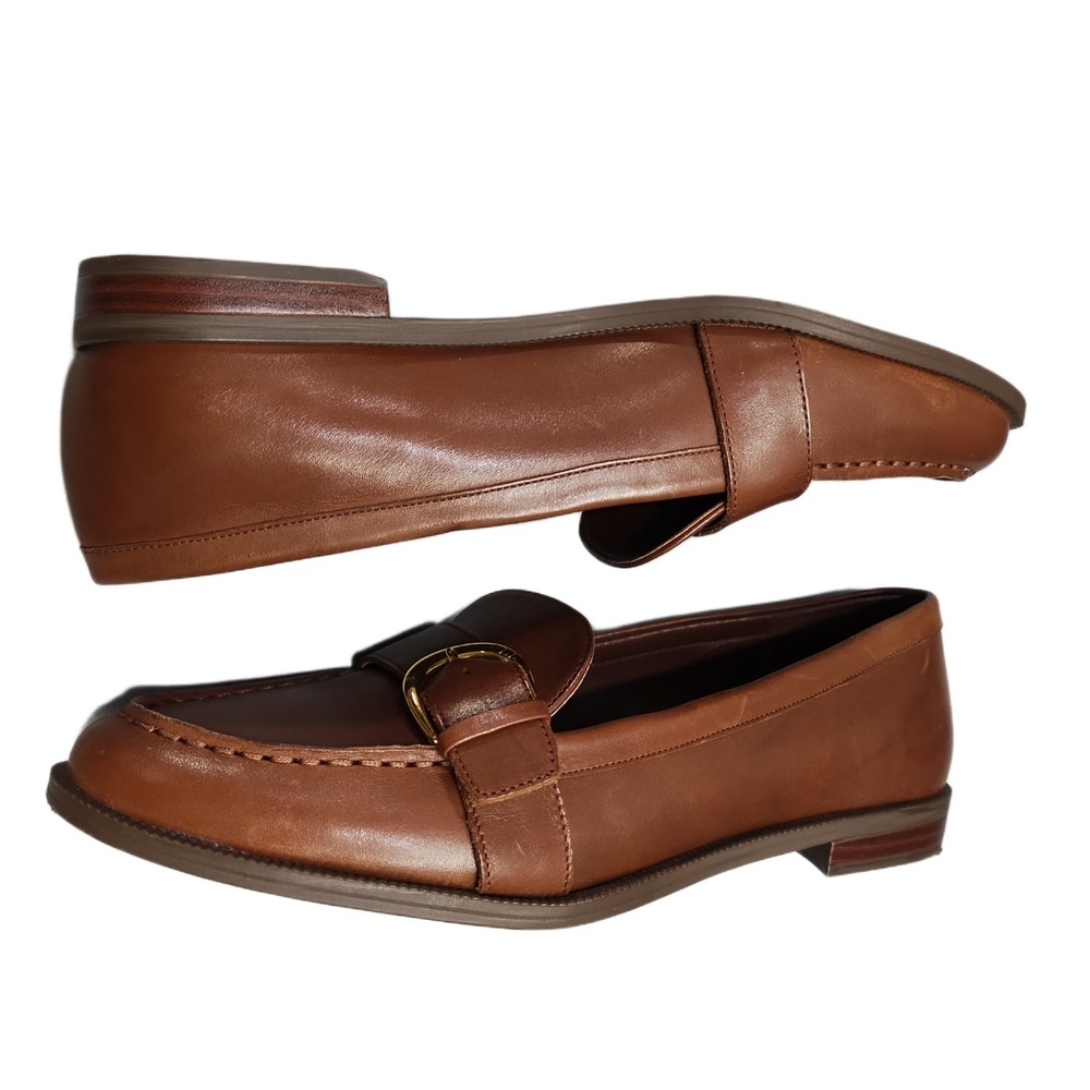 Lauren Ralph Lauren Babbie Loafers Womens US 9B Brown Leather Buckle Detail EUC
